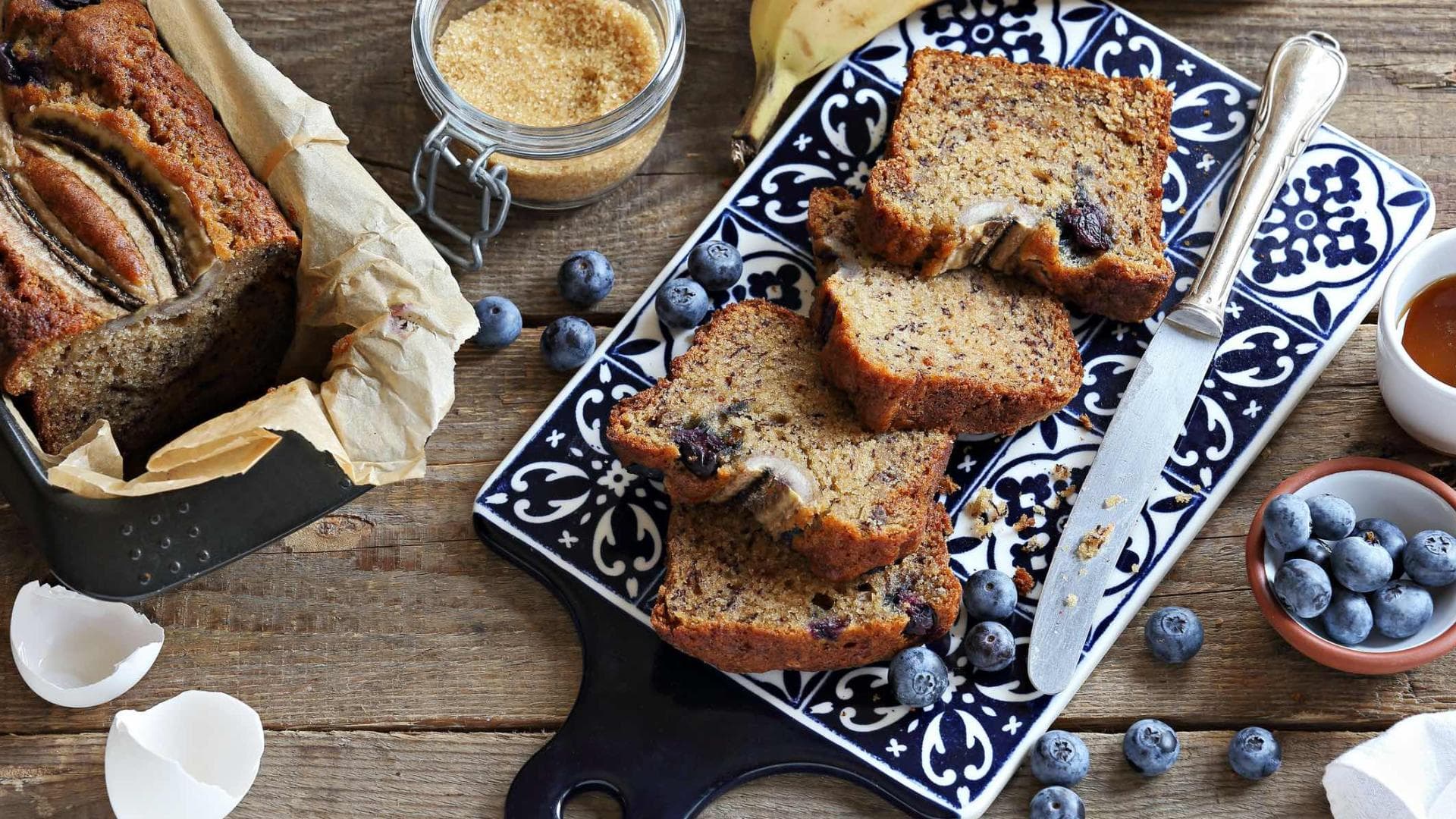 Bananenbrot mit Heidelbeeren