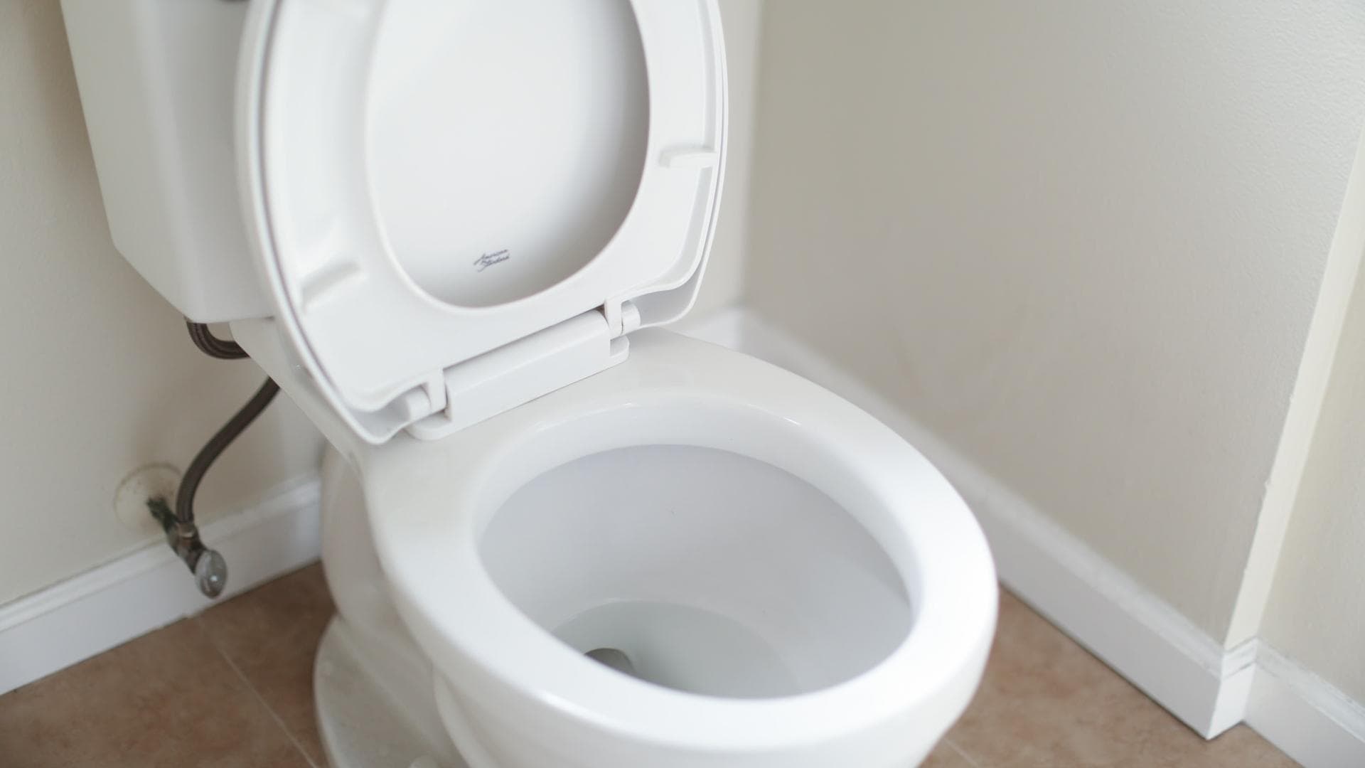 Eine Toilette mit hochgeklappter Klobrille