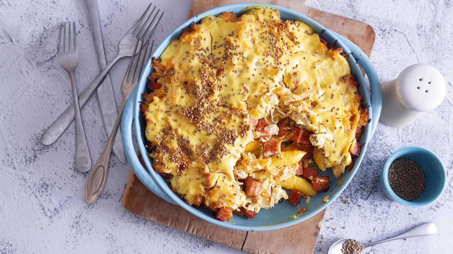 Sauerkrautauflauf mit Schupfnudeln