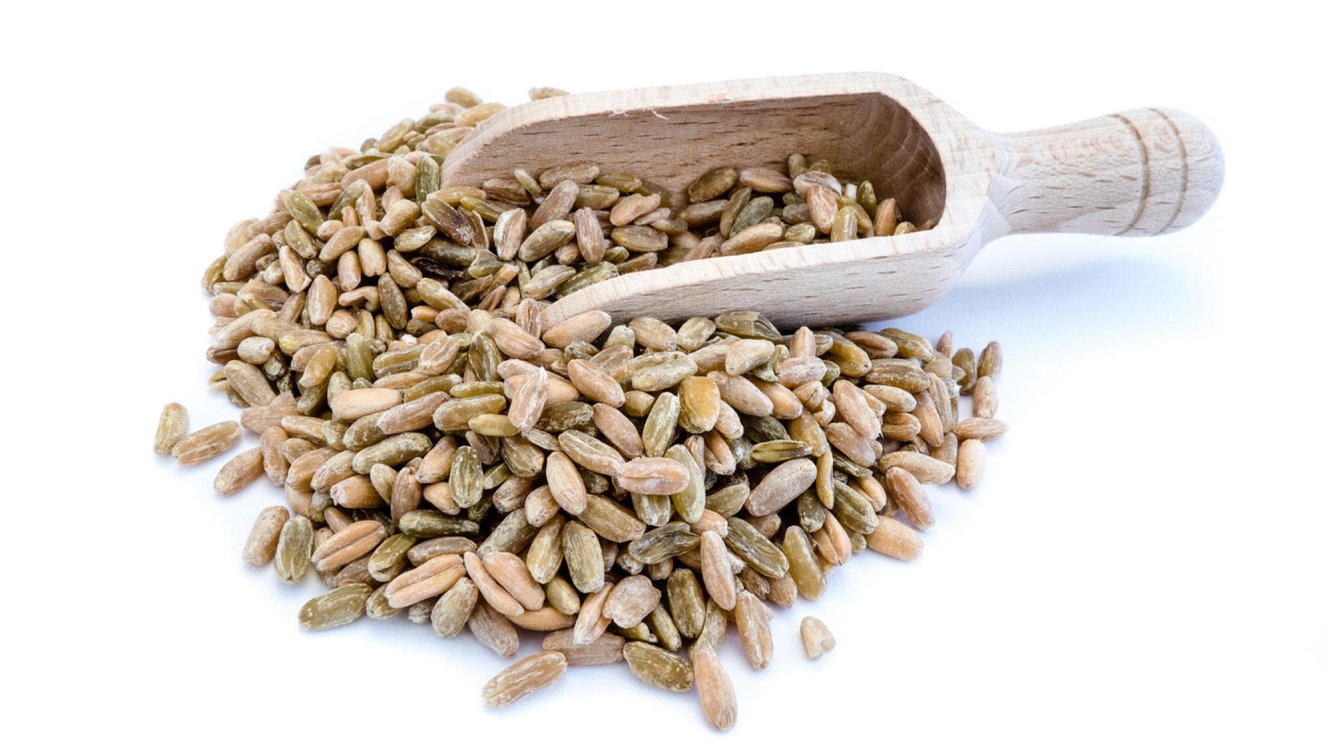 Grünkernkörner mit Holzaufnehmer
