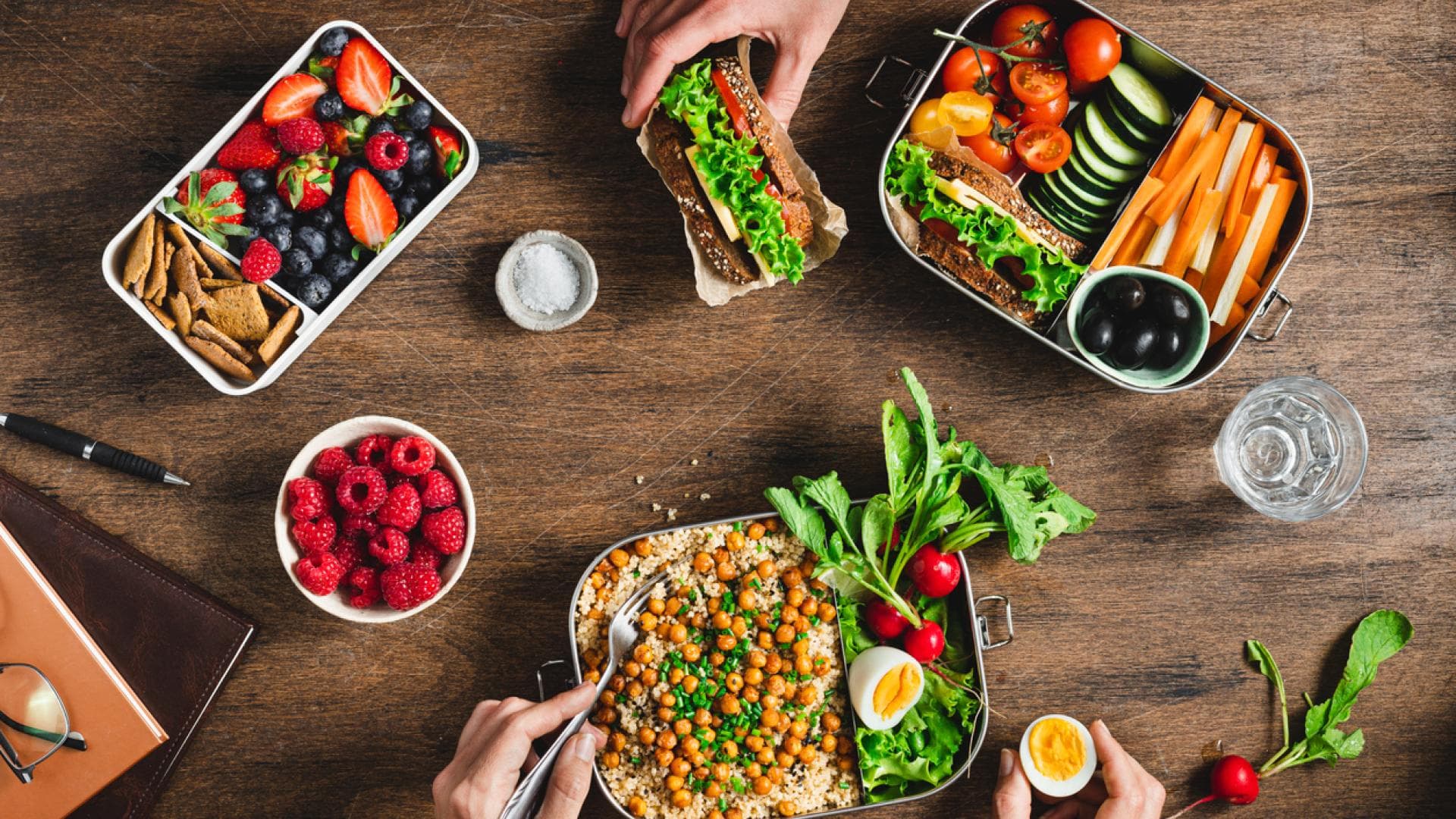 ausgewogene Mahlzeiten in Lunchboxen