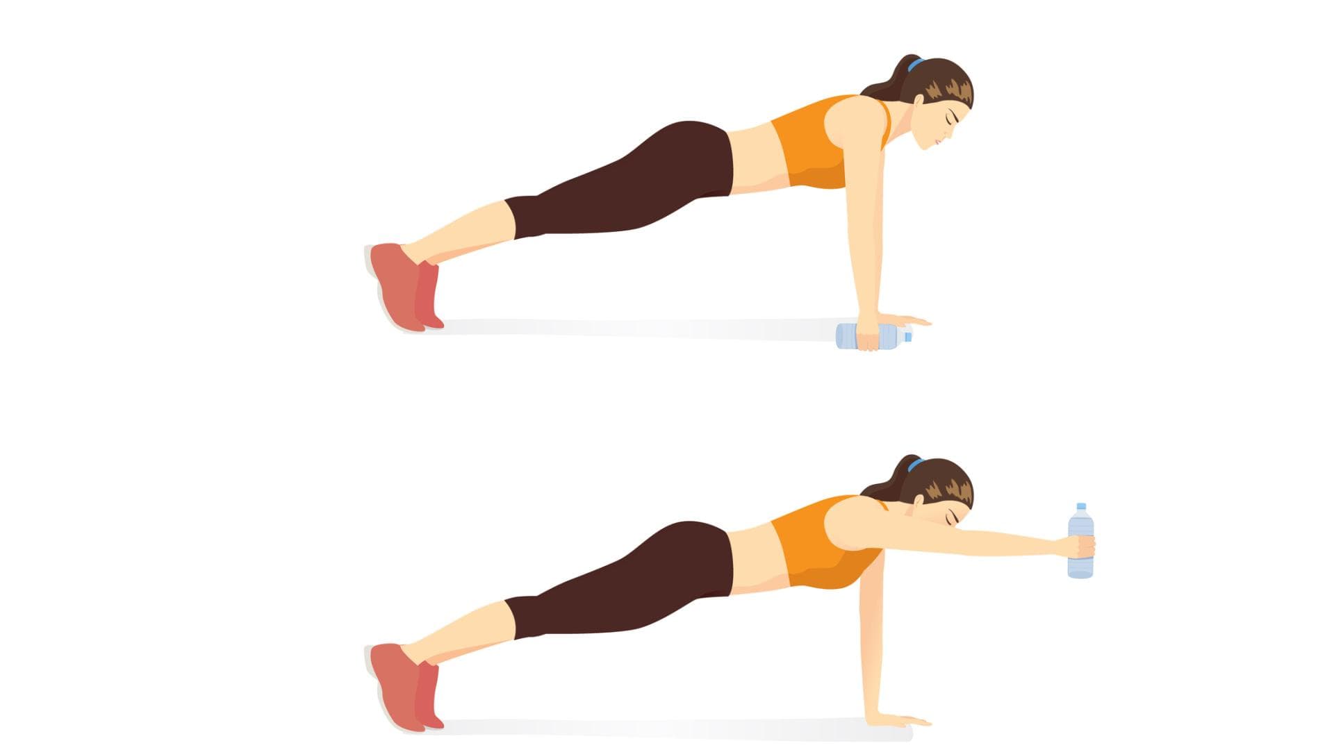 Animation einer Frau, die Plank macht