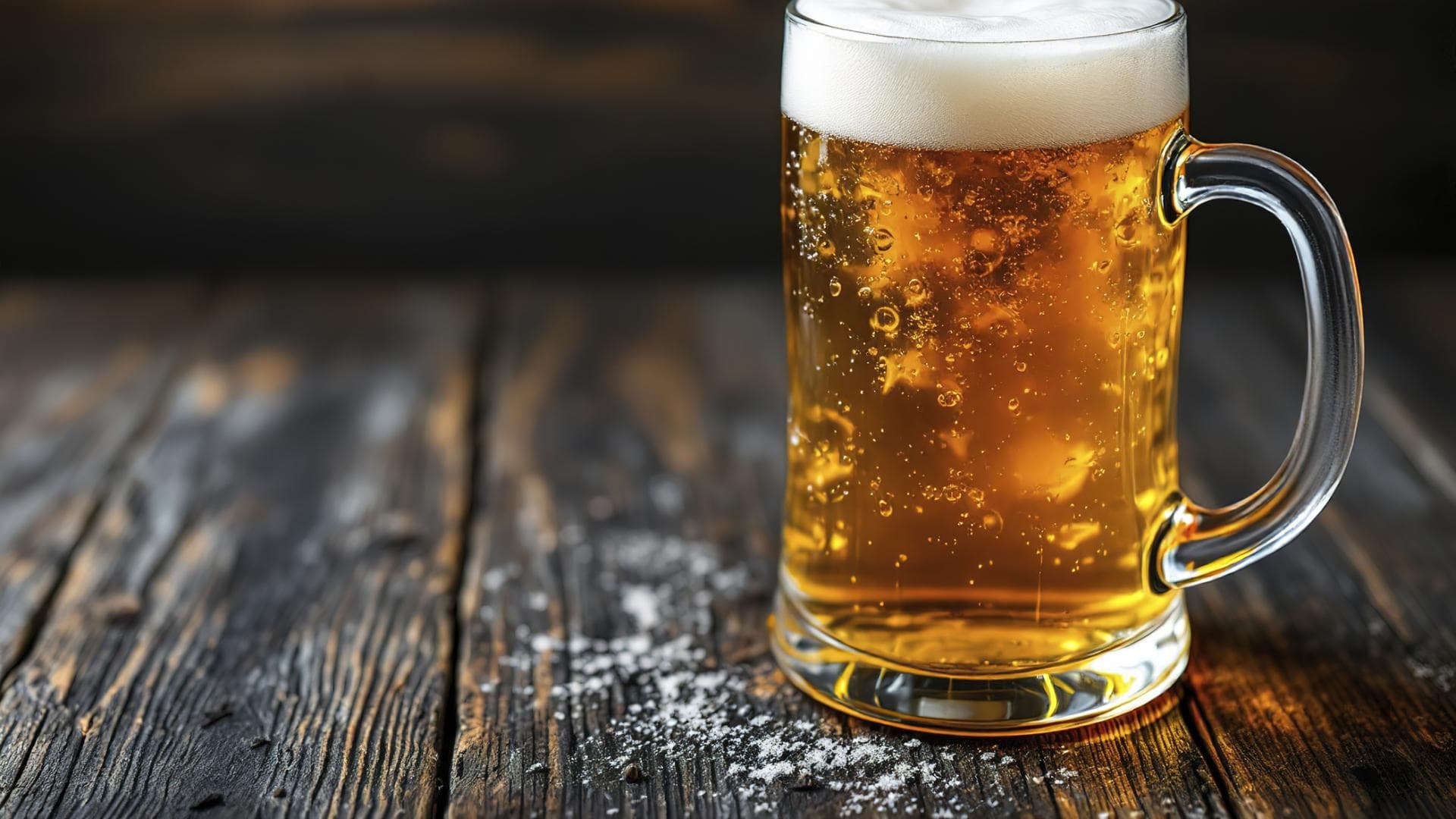 Auf einem Holztisch stehendes Bierglas mit kaltem Weizenbier Weizenbier in einem Bierglas auf einem Holztisch