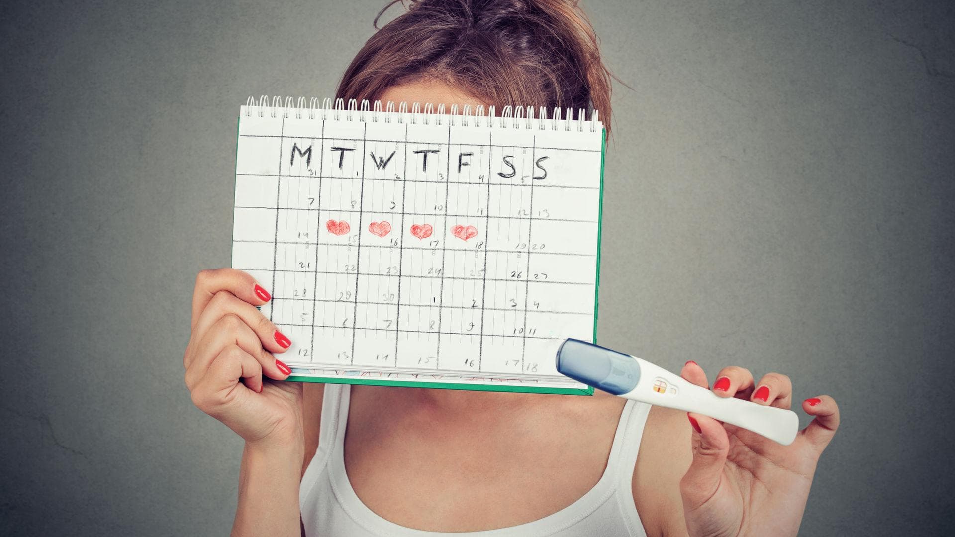 Frau-mit-Periodenkalender Frau mit Periodenkalender