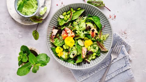 Bunte Bowl mit Lachs