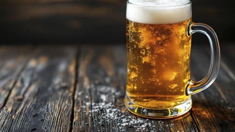 Weizenbier in einem Bierglas auf einem Holztisch
