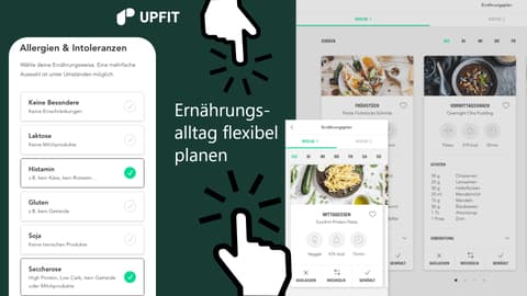 Ein Einblick in die Anwendung von Upfit, wo abgefragt wird, wie die eigene Ernährungsweise ist