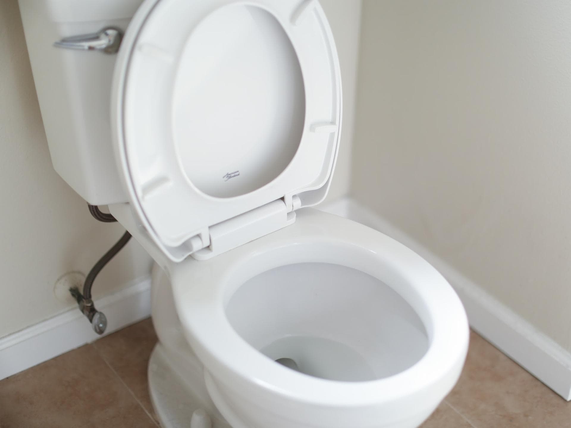 Eine Toilette mit hochgeklappter Klobrille