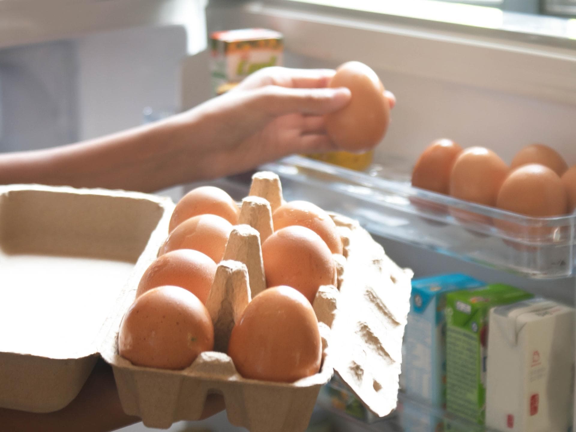 Eier in der Kühlschranktür