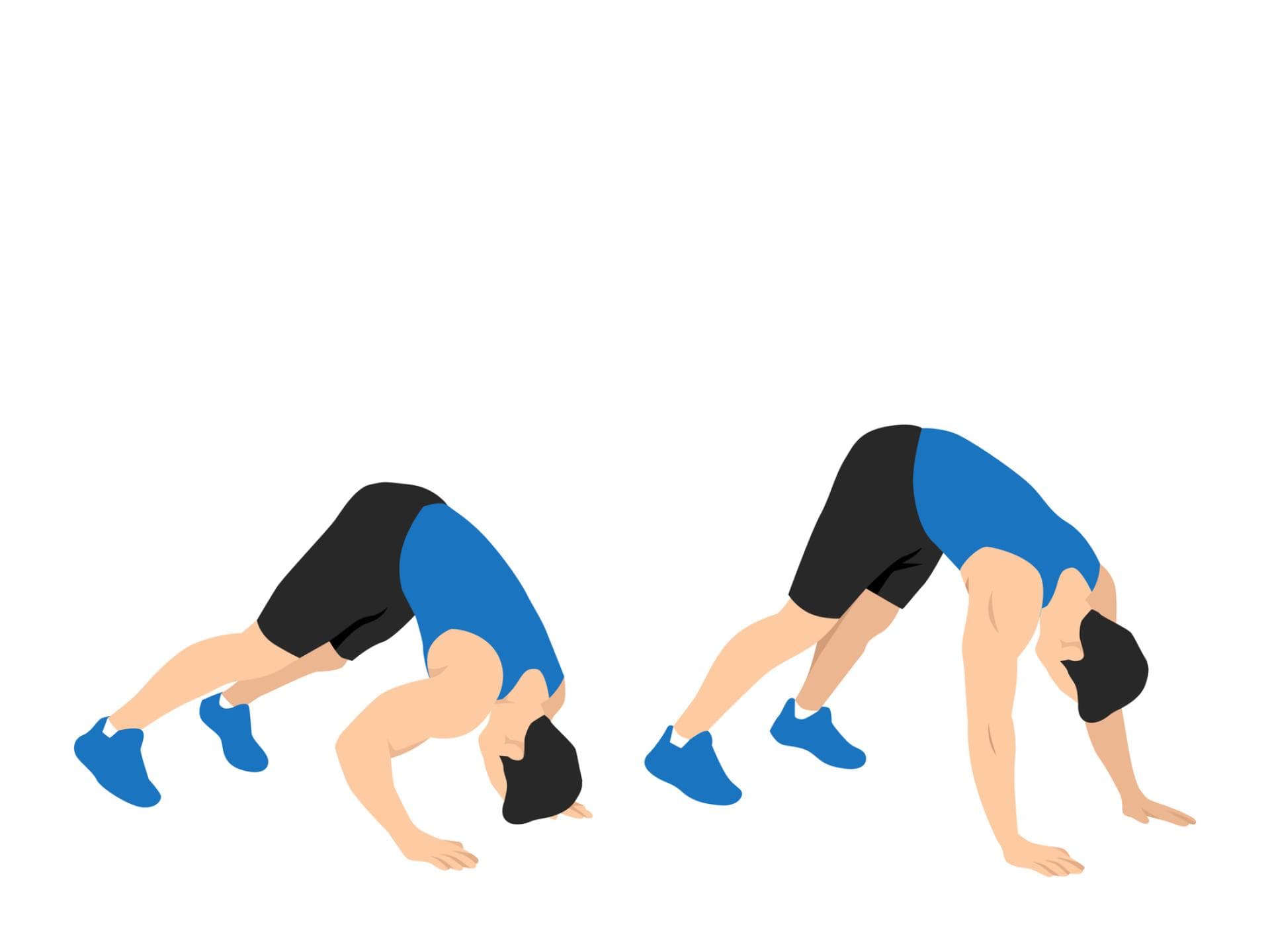 Animation eines Mannes, der Pike Push-ups macht