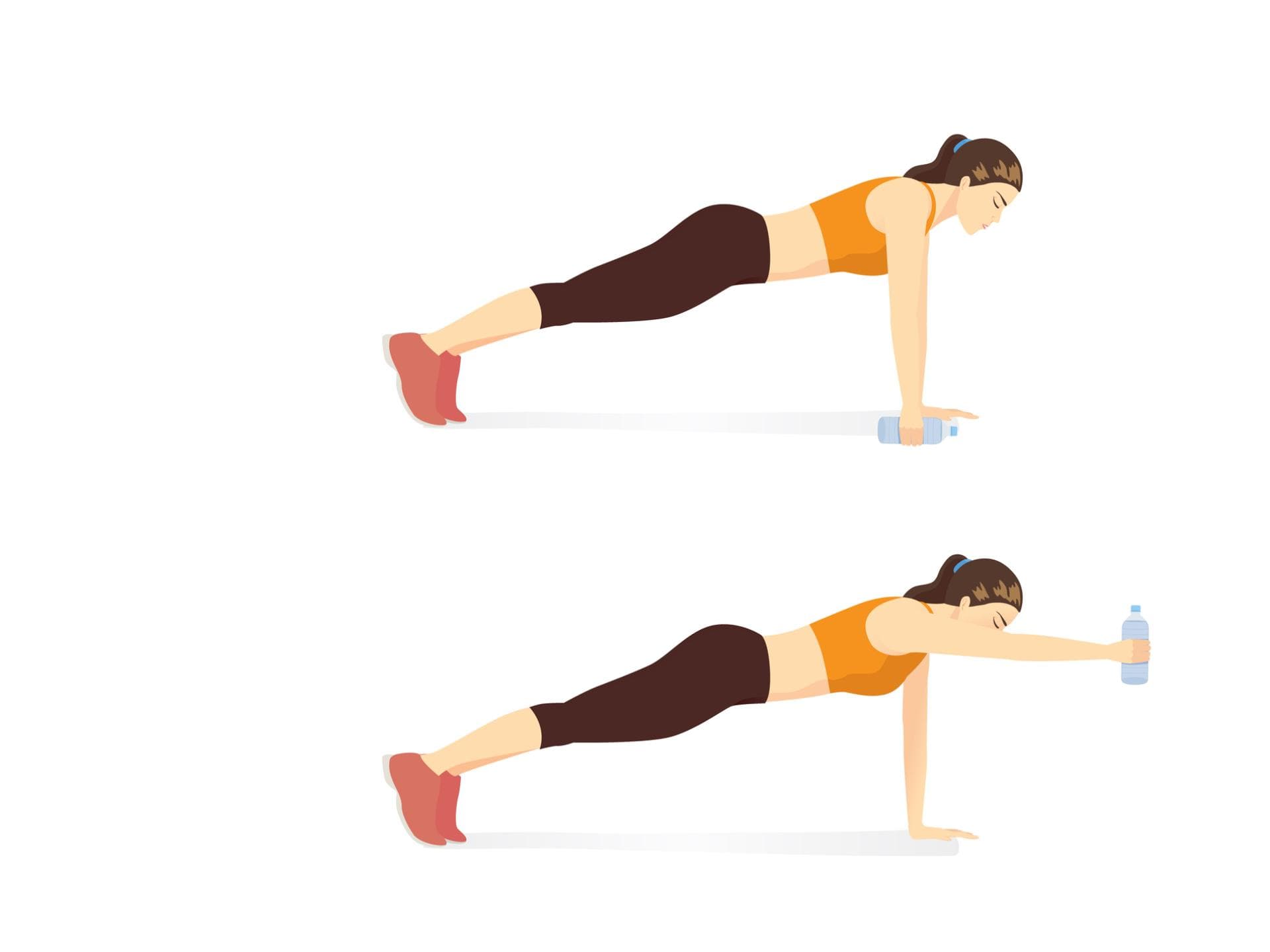 Animation einer Frau, die Plank macht