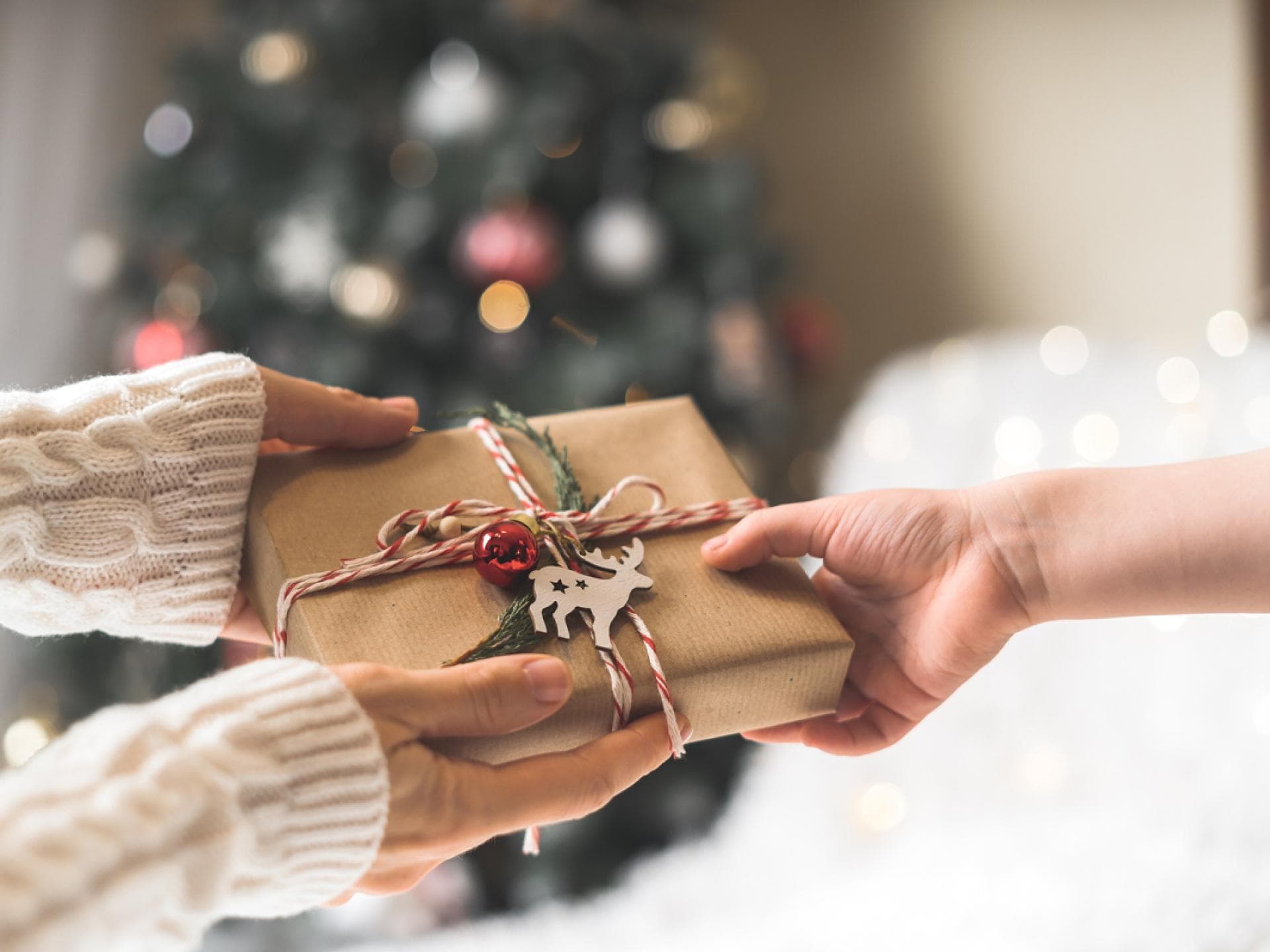 Person reicht ein Geschenk