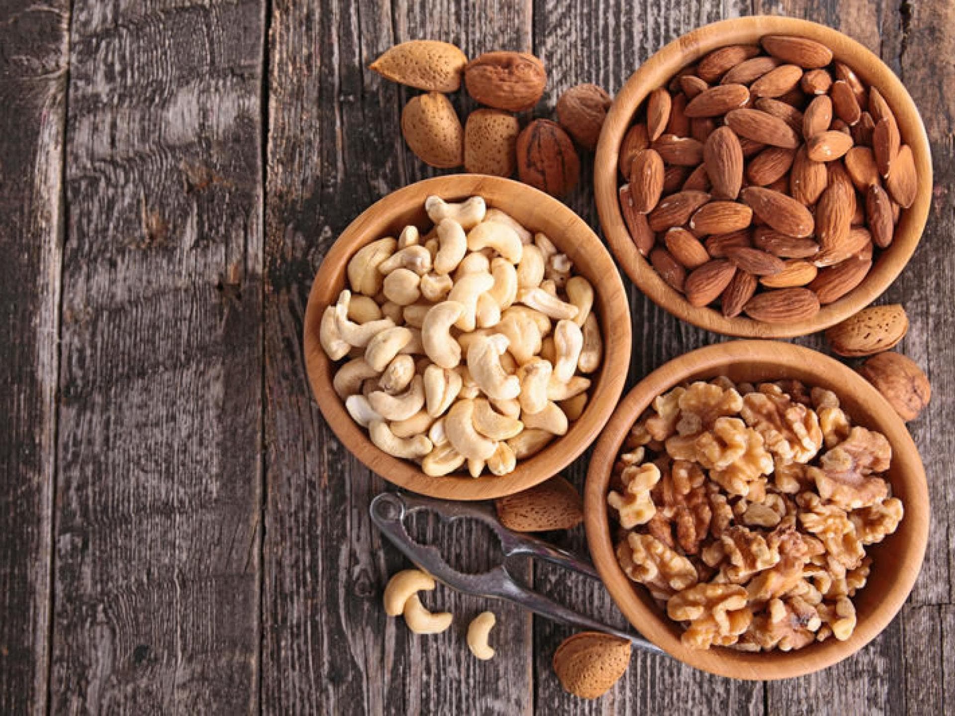Nüsse Cashewkerne, Mandeln und Walnüsse