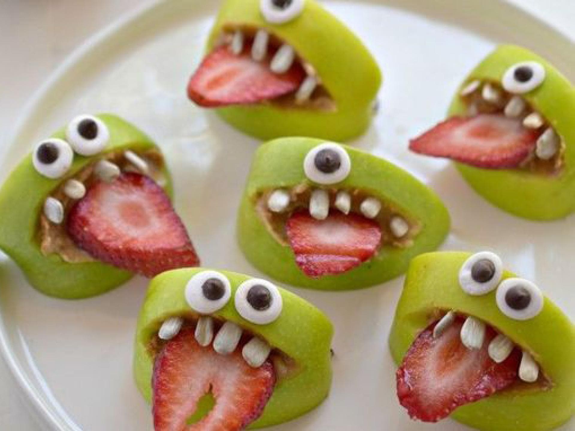 Monster_Häppchen Apfel Erdbeere Halloween Monster Häppchen