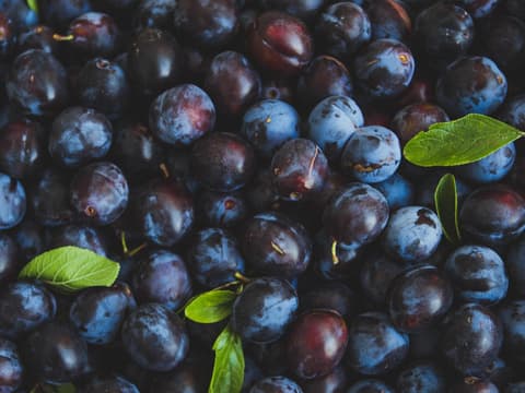 viele blaue Pflaumen auf einem Haufen