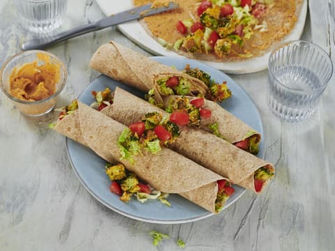 Wraps mit Cashew Creme und Knusper Brokkoli