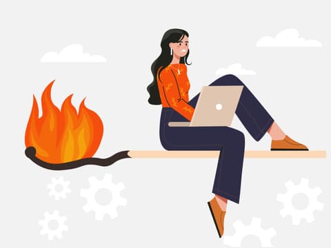 Grafik einer Frau mit Burnout