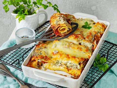 Pfannkuchen mit Lachs al forno