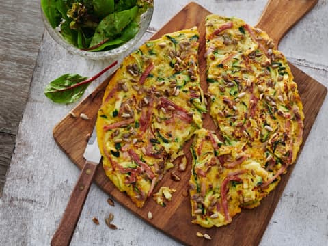 Zucchini-Pfannkuchen mit Schinken