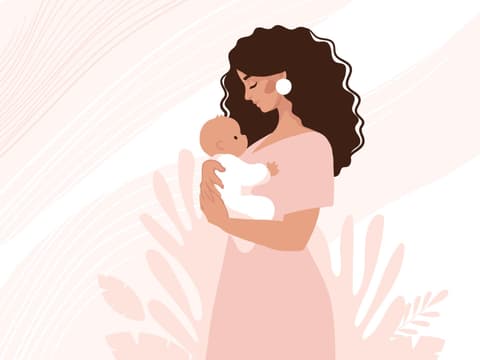 Mutter hält Baby im Arm