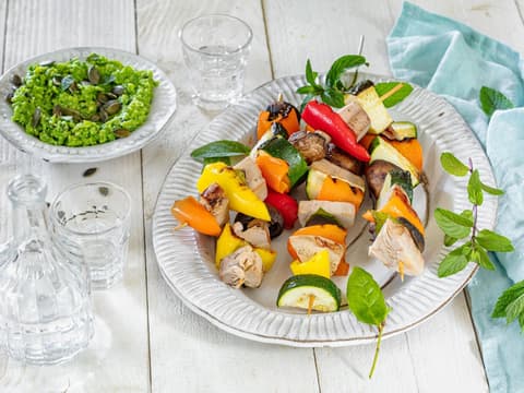 Jackfrucht-Zucchini-Spiess