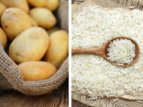 Kartoffeln und Reis im Vergleich