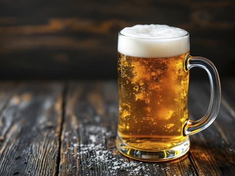 Weizenbier in einem Bierglas auf einem Holztisch