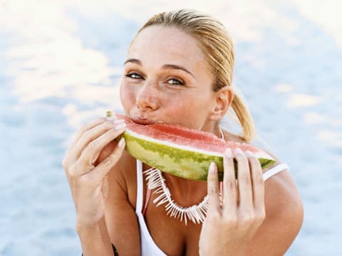 Frau Wassermelone Obst 