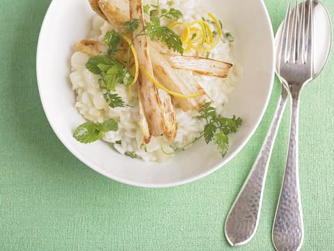 Rezept Spargel-Risotto mit Kräuterslat