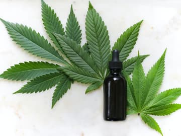 CBD-Öl Cannabis-Öl mit Blättern