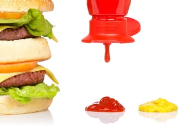 Burger, Senf, Ketchup Burger, Senf, Ketchup