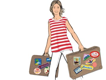 Frau verreisen Koffer Frau verreisen Koffer