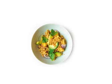 Quinoasalat mit Harissa-Vinaigrette Quinoasalat mit Harissa-Vinaigrette