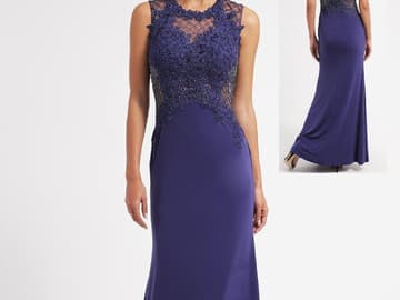 Frau in violettem Abendkleid Brautkleid-violett