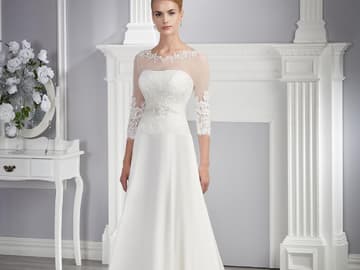 Braut mit langem Brautkleid mit Ärmeln Brautkleid mit Ärmeln
